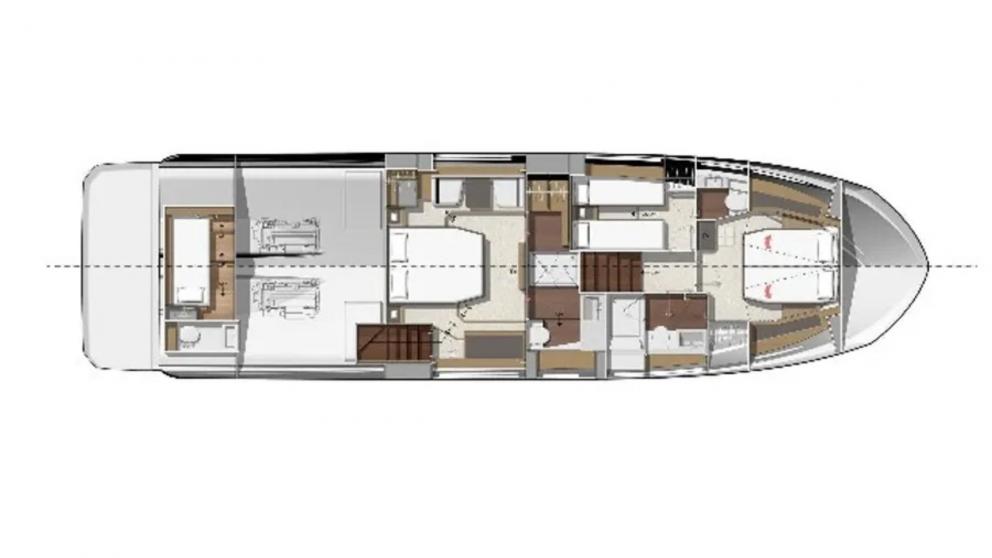 Interior layout of luxury motor yacht Shaft